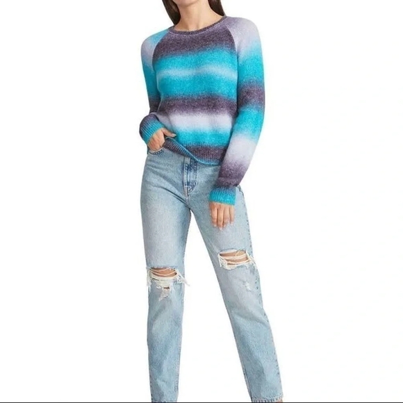 BB Dakota by Steve Madden striped pastel ombré fuzzy sweater size XL - Picture 11 of 14